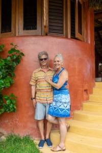 Ann Dusenberry and Brad Fiedel owners view and ocean La Chuparosa de Saladita Mexico surf vacation