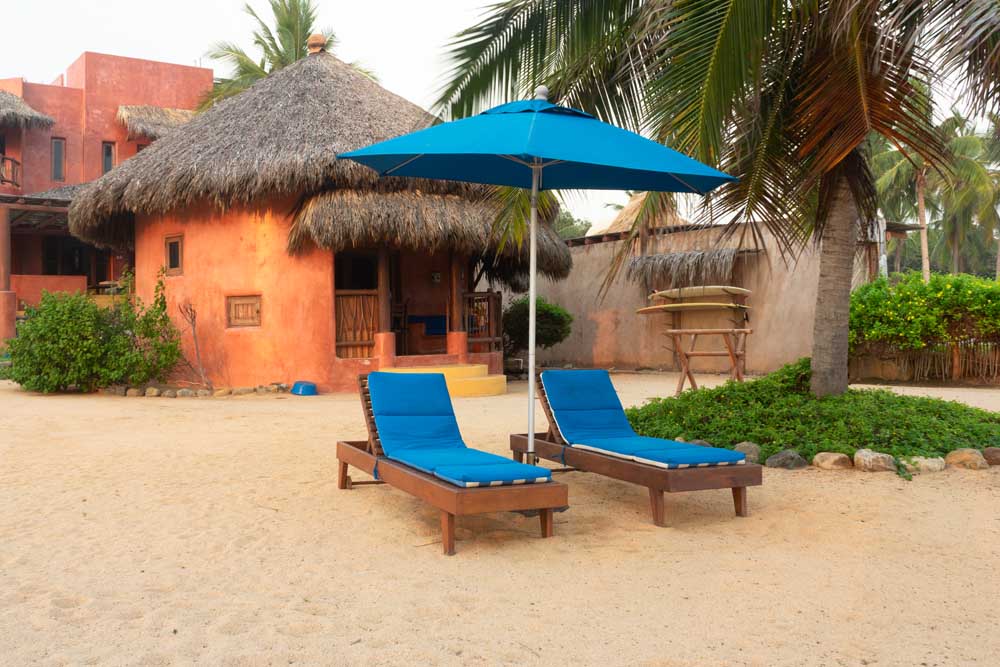 Beachfront Casita lounge chairs Playa La Saladita Mexico