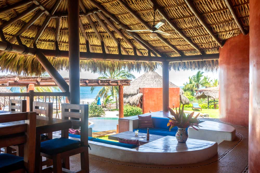 outdoor lounge and dining La Saladita Mexico Ocean View Villas 2300 Square Ft 3 bedrooms 3 baths