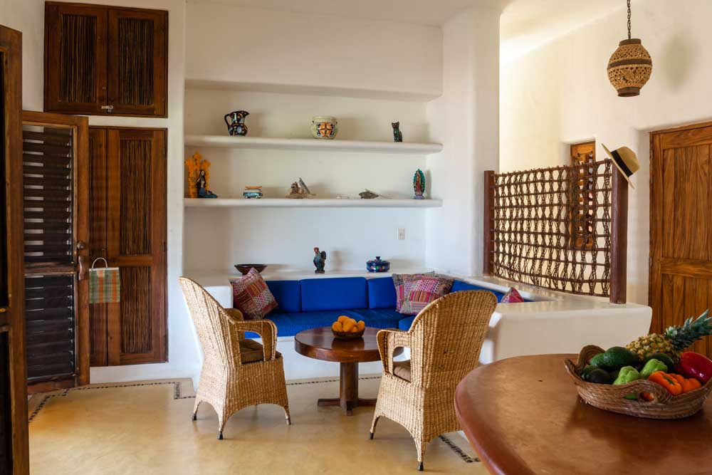 indoor living room La Saladita Mexico Ocean View Villas 2300 Square Ft 3 bedrooms 3 baths